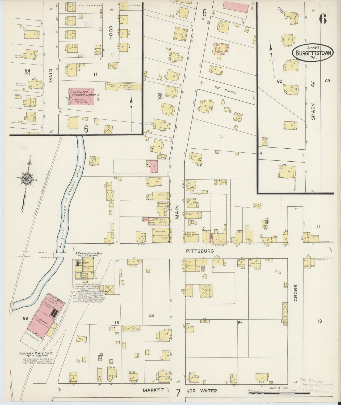 Sanborn Fire Insurance Map from Burgettstown, Washington County, Pennsylvania (1915), Sheet #0006 - Historic Sanborn Fire Insurance Map Print, vintage old map wall art, antique decor, genealogy gift, Pennsylvania Pennsylvania map