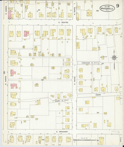 Sanborn Fire Insurance Map from Madisonville, Hopkins County, Kentucky (1912), Sheet #0009 - Complete Map Set gallery image, historic Sanborn map, vintage wall art, Kentucky Kentucky