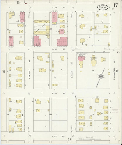 Sanborn Fire Insurance Map from Tulsa, Tulsa County, Oklahoma (1911), Sheet #0017 - Complete Map Set gallery image, historic Sanborn map, vintage wall art, Oklahoma Oklahoma