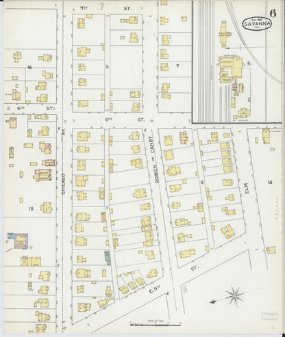 Sanborn Fire Insurance Map from Savanna, Carroll County, Illinois (1892), Sheet #0006 - Complete Map Set gallery image, historic Sanborn map, vintage wall art, Illinois Illinois