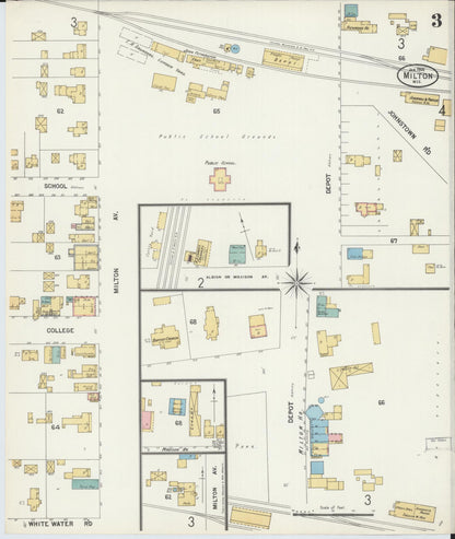 Sanborn Fire Insurance Map from Milton, Rock County, Wisconsin (1900), Sheet #0003 - Complete Map Set gallery image, historic Sanborn map, vintage wall art, Wisconsin Wisconsin