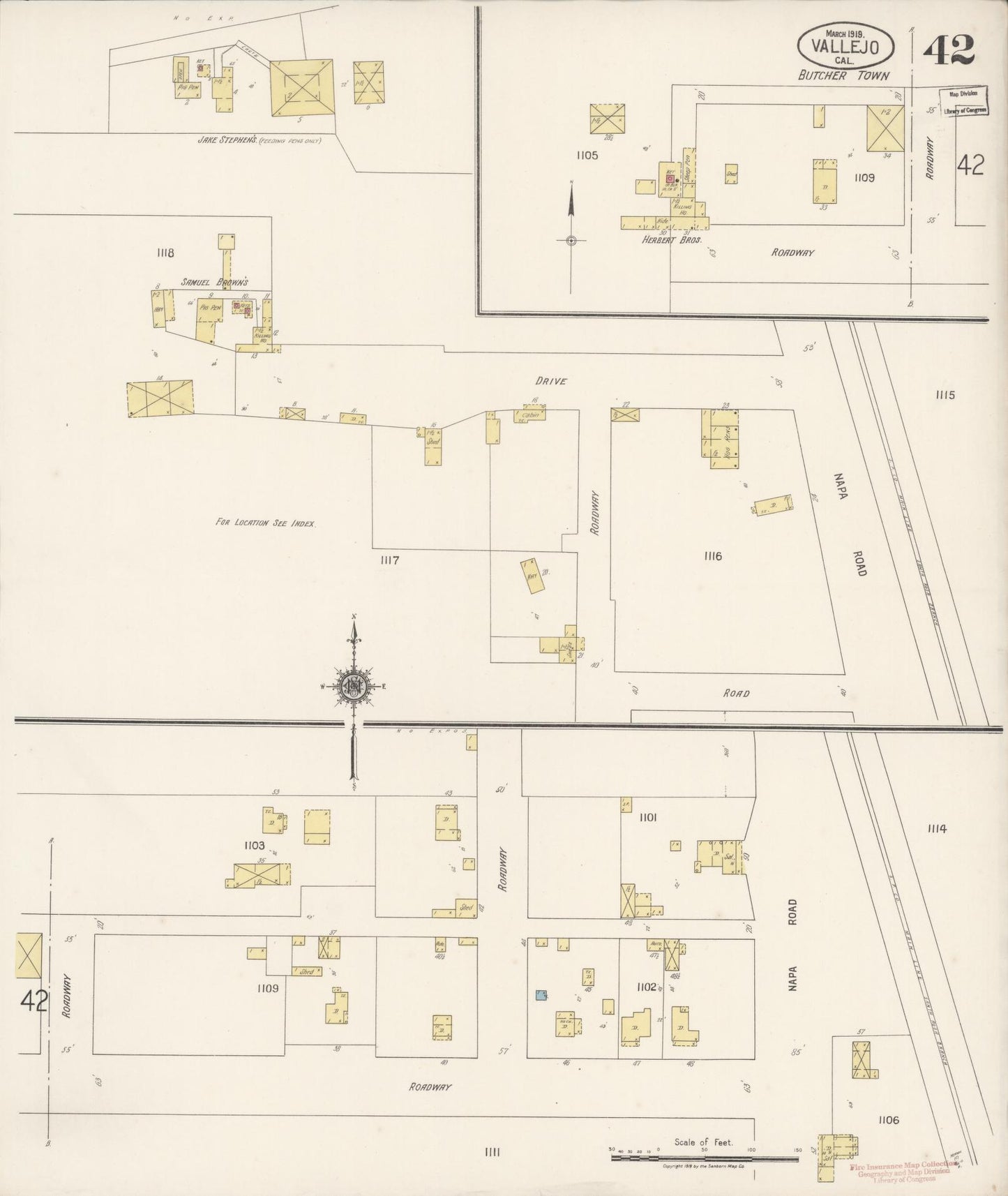 Sanborn Fire Insurance Map from Vallejo, Solano County, California (1919), Sheet #0042 - Complete Map Set gallery image, historic Sanborn map, vintage wall art, California California