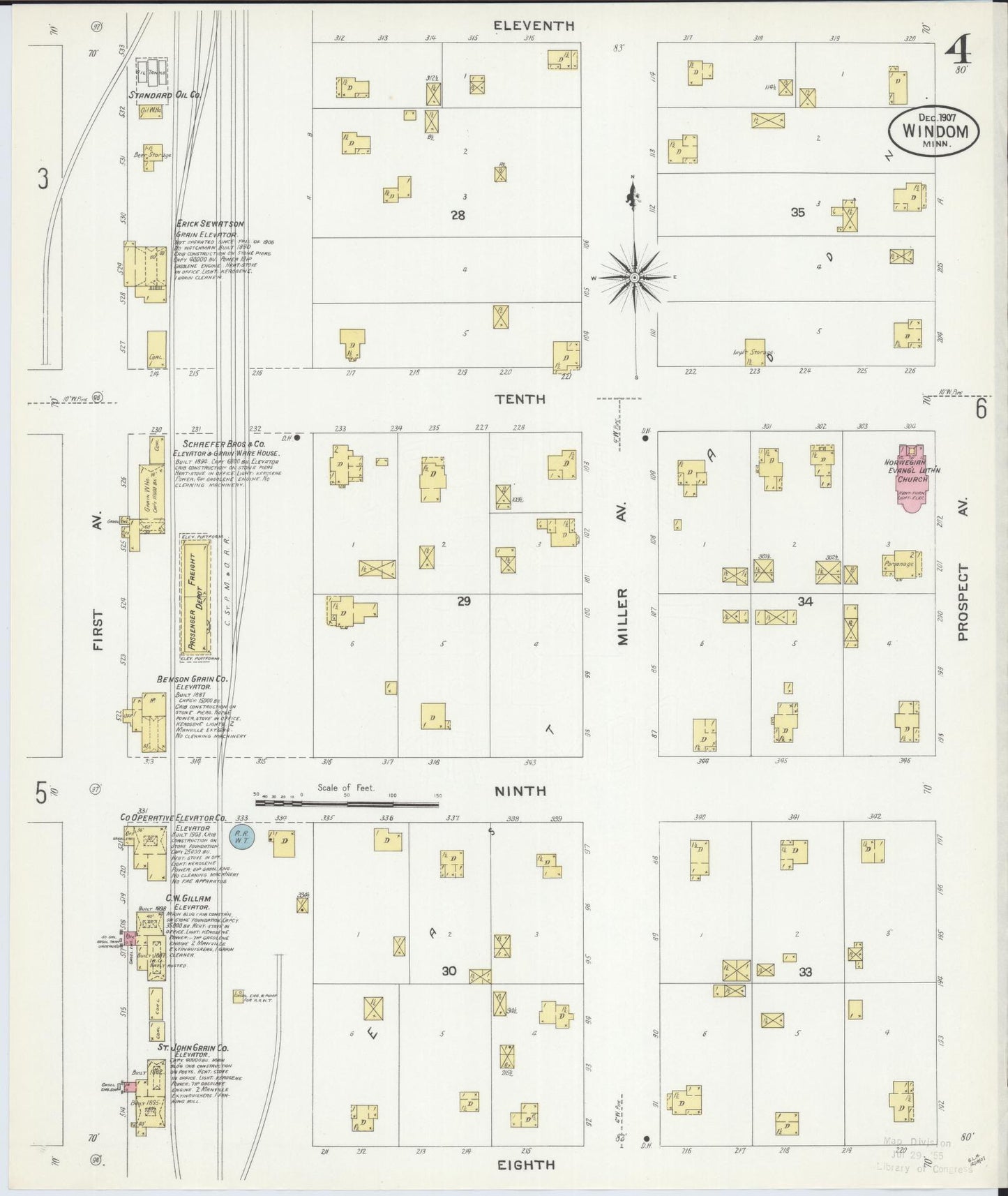 Sanborn Fire Insurance Map from Windom, Cottonwood County, Minnesota (1907), Sheet #0004 - Historic Sanborn Fire Insurance Map Print, vintage old map wall art, antique decor, genealogy gift, Minnesota Minnesota map