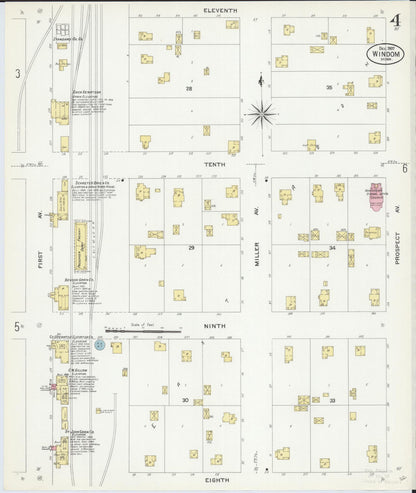 Sanborn Fire Insurance Map from Windom, Cottonwood County, Minnesota (1907), Sheet #0004 - Historic Sanborn Fire Insurance Map Print, vintage old map wall art, antique decor, genealogy gift, Minnesota Minnesota map
