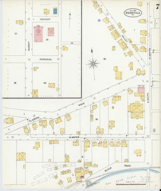 Sanborn Fire Insurance Map from Brookville, Jefferson County, Pennsylvania (1904), Sheet #0007 - Historic Sanborn Fire Insurance Map Print, vintage old map wall art, antique decor, genealogy gift, Pennsylvania Pennsylvania map