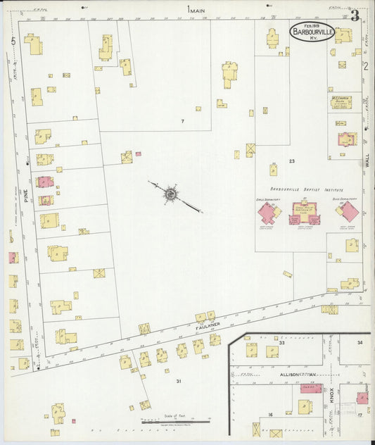 Sanborn Fire Insurance Map from Barbourville, Knox County, Kentucky (1919), Sheet #0003 - Historic Sanborn Fire Insurance Map Print, vintage old map wall art, antique decor, genealogy gift, Kentucky Kentucky map