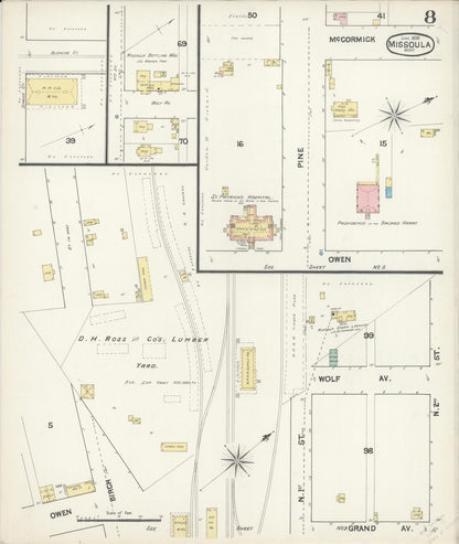 Sanborn Fire Insurance Map from Missoula, Missoula County, Montana (1890), Sheet #0008 - Complete Map Set gallery image, historic Sanborn map, vintage wall art, Montana Montana