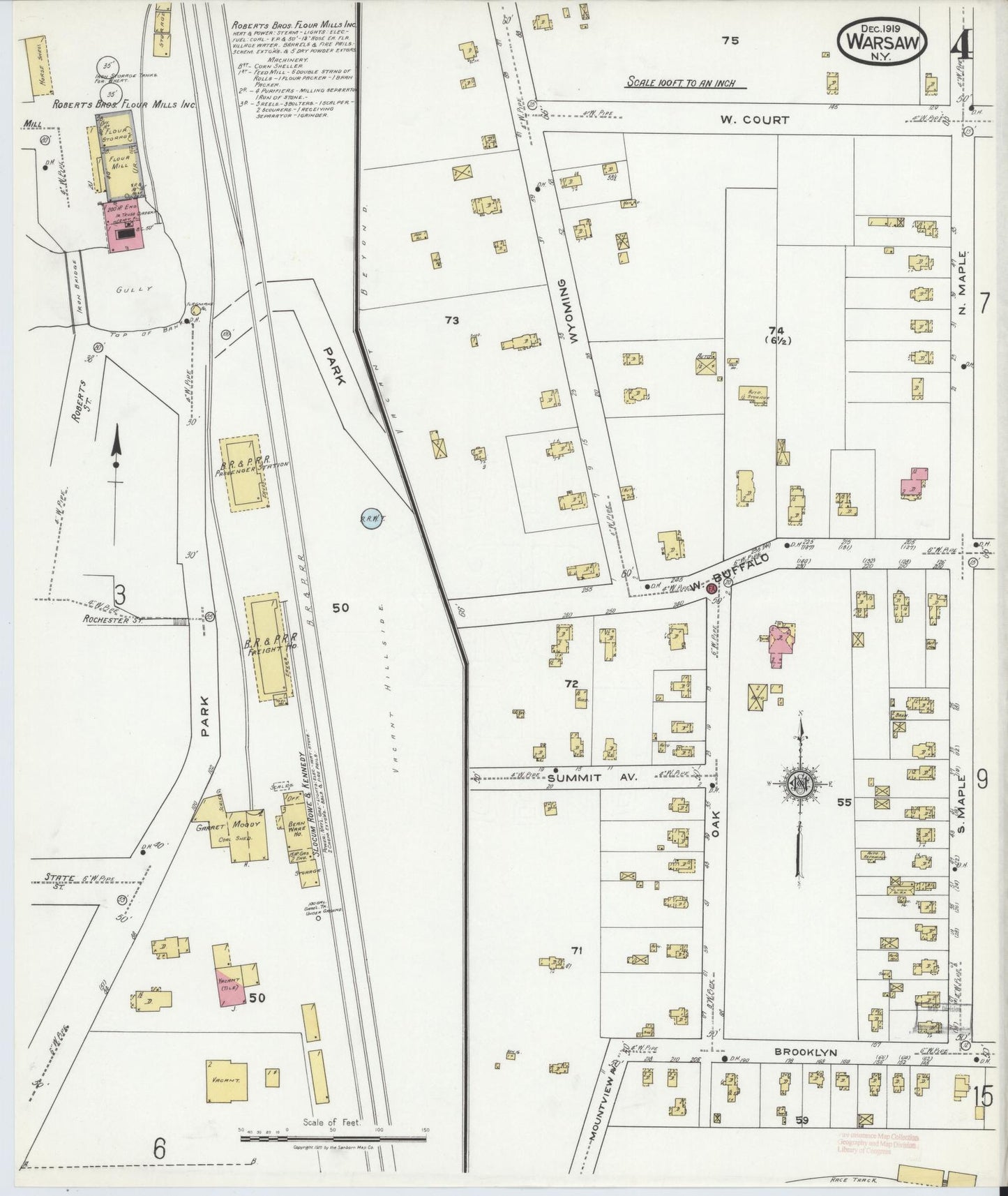 Sanborn Fire Insurance Map from Warsaw, Wyoming County, New York (1919), Sheet #0004 - Complete Map Set gallery image, historic Sanborn map, vintage wall art, Warsaw Wyoming