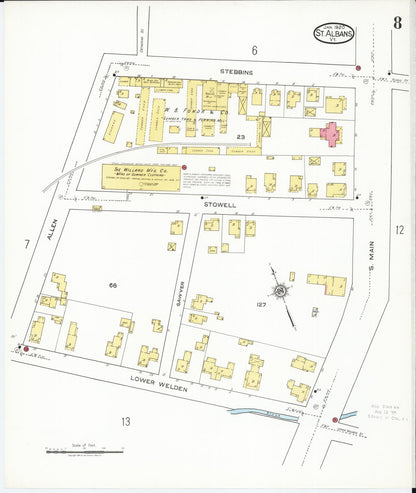 Sanborn Fire Insurance Map from Saint Albans, Franklin County, Vermont (1920), Sheet #0008 - Complete Map Set gallery image, historic Sanborn map, vintage wall art, Vermont Vermont