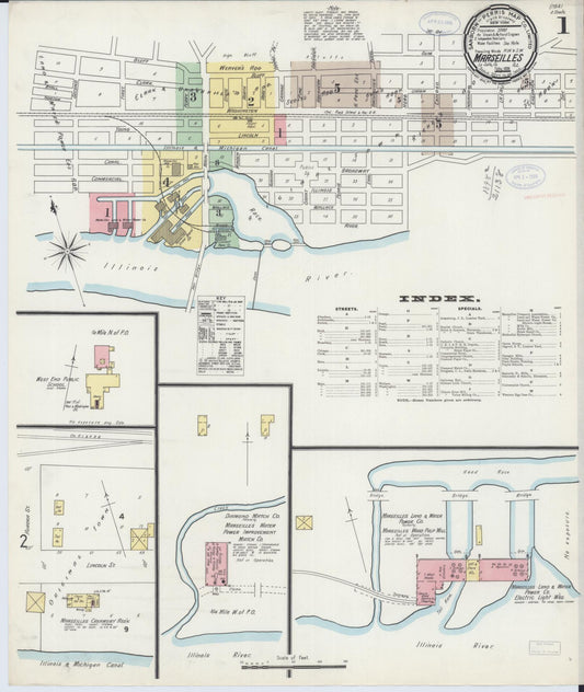 Sanborn Fire Insurance Map from Marseilles, La Salle County, Illinois (1898), Sheet #0001 - Complete Map Set gallery image, historic Sanborn map, vintage wall art, Illinois Illinois