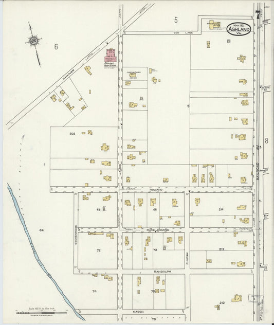Sanborn Fire Insurance Map from Ashland, Hanover County, Virginia (1921), Sheet #0007 - Historic Sanborn Fire Insurance Map Print, vintage old map wall art, antique decor, genealogy gift, Virginia Virginia map