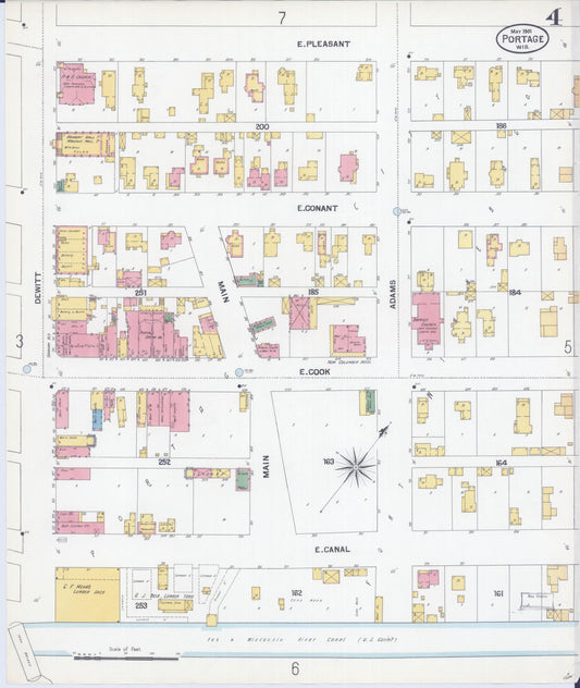 Sanborn Fire Insurance Map from Portage, Columbia County, Wisconsin (1901), Sheet #0004 - Historic Sanborn Fire Insurance Map Print, vintage old map wall art, antique decor, genealogy gift, Wisconsin Wisconsin map