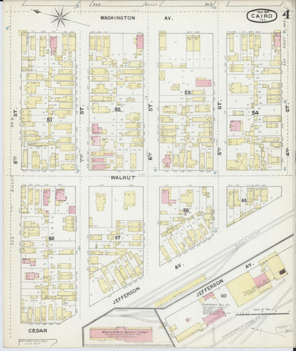 Sanborn Fire Insurance Map from Cairo, Alexander County, Illinois (1891), Sheet #0004 - Complete Map Set gallery image, historic Sanborn map, vintage wall art, Illinois Illinois
