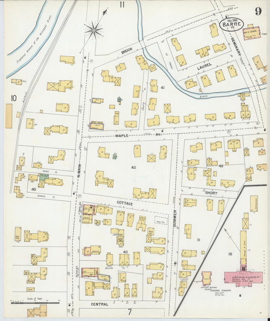 Sanborn Fire Insurance Map from Barre, Washington County, Vermont (1900), Sheet #0009 - Historic Sanborn Fire Insurance Map Print, vintage old map wall art, antique decor, genealogy gift, Vermont Vermont map