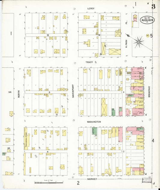 Sanborn Fire Insurance Map from Audubon, Audubon County, Iowa (1901), Sheet #0003 - Historic Sanborn Fire Insurance Map Print, vintage old map wall art