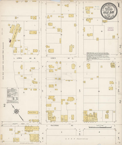 Sanborn Fire Insurance Map from Gold Bar, Snohomish County, Washington (1914), Sheet #0001 - Complete Map Set gallery image, historic Sanborn map, vintage wall art, Washington Washington