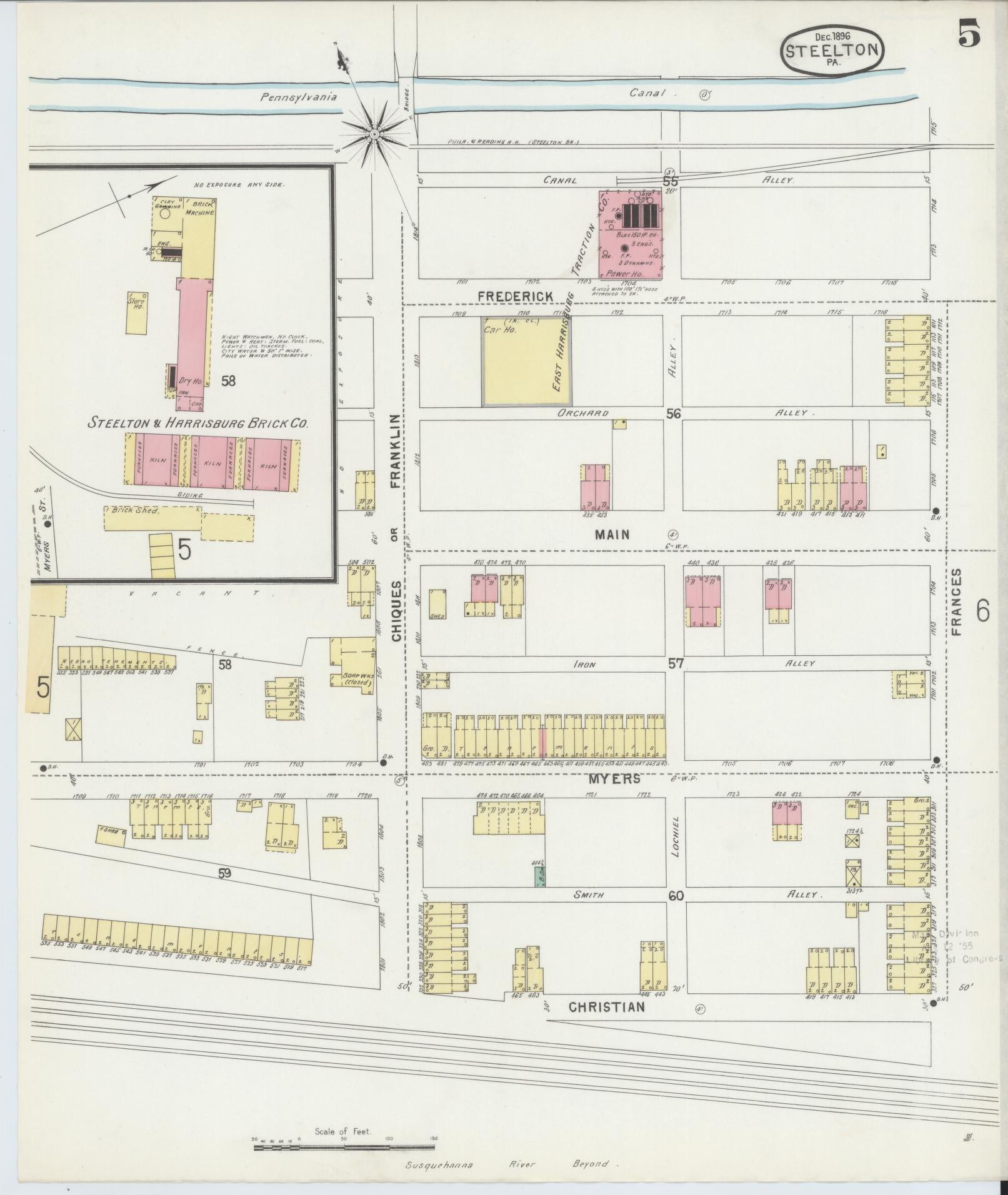Sanborn Fire Insurance Map from Steelton, Dauphin County, Pennsylvania (1896), Sheet #0005 - Complete Map Set gallery image, historic Sanborn map, vintage wall art, Pennsylvania Pennsylvania