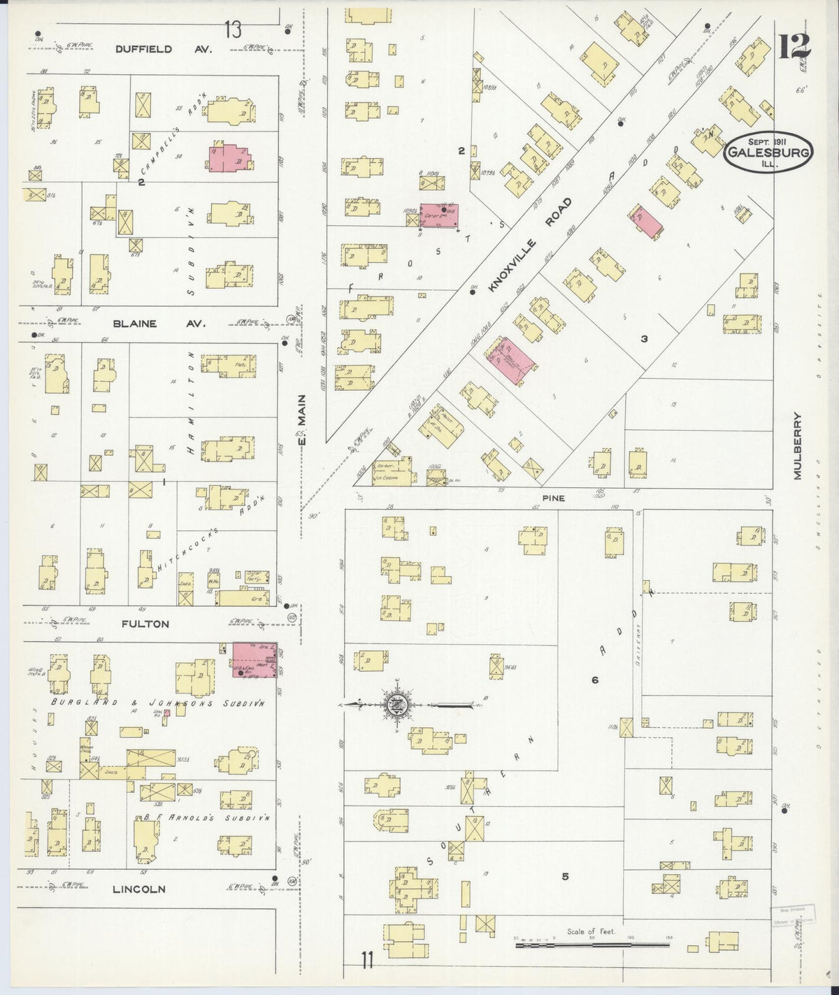 Sanborn Fire Insurance Map from Galesburg, Knox County, Illinois (1911), Sheet #0012 - Complete Map Set gallery image, historic Sanborn map, vintage wall art, Illinois Illinois