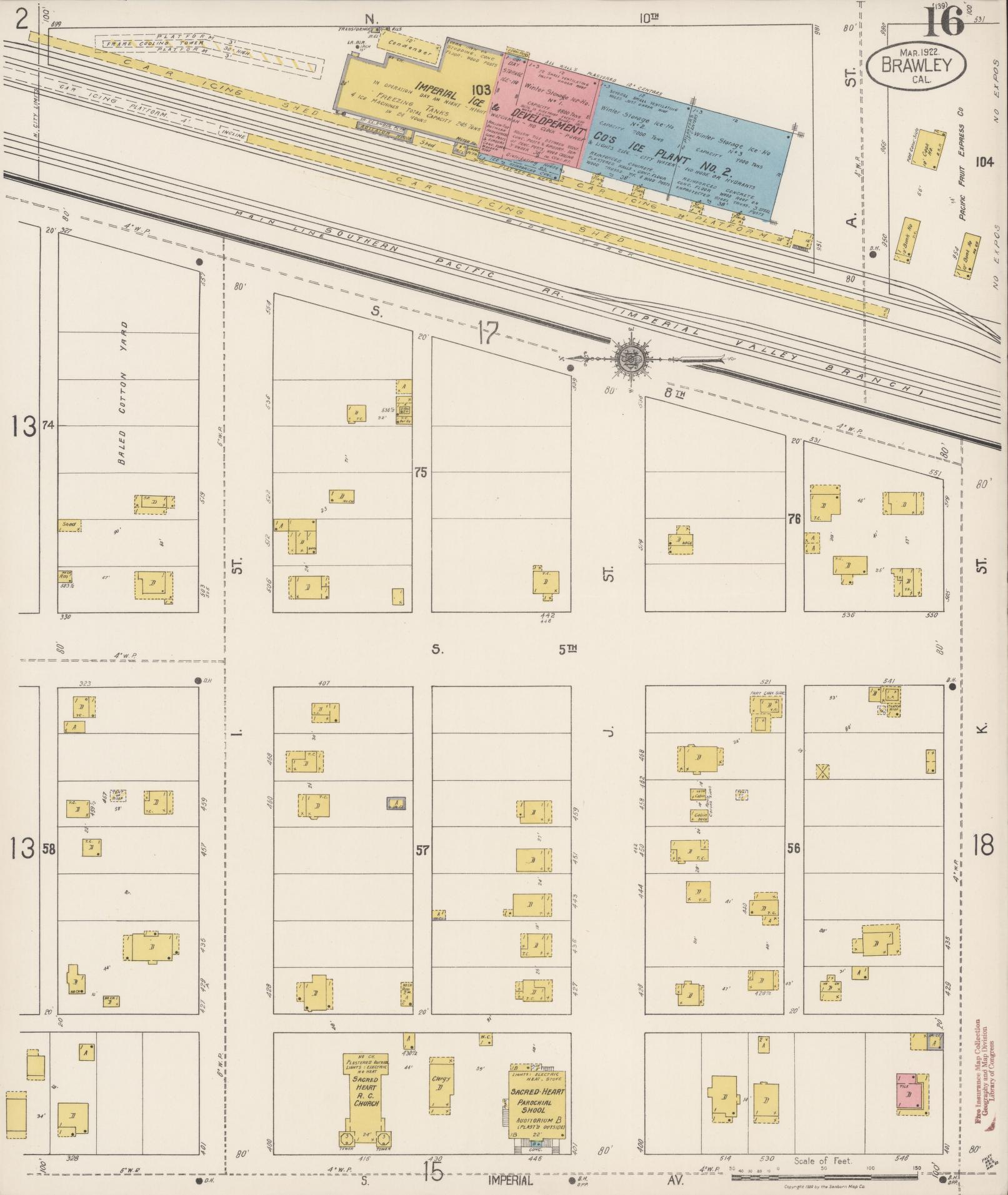 Sanborn Fire Insurance Map from Brawley, Imperial County, California (1922), Sheet #0016 - Historic Sanborn Fire Insurance Map Print, vintage old map wall art, antique decor, genealogy gift, California California map