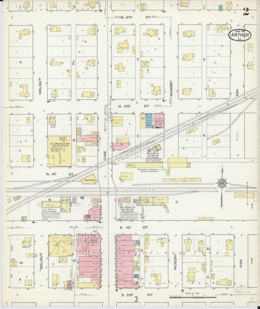 Sanborn Fire Insurance Map from Arthur, Moultrie And Douglas Counties, Illinois (1914), Sheet #0002 - Historic Sanborn Fire Insurance Map Print, vintage old map wall art, antique decor, genealogy gift, Illinois Illinois map