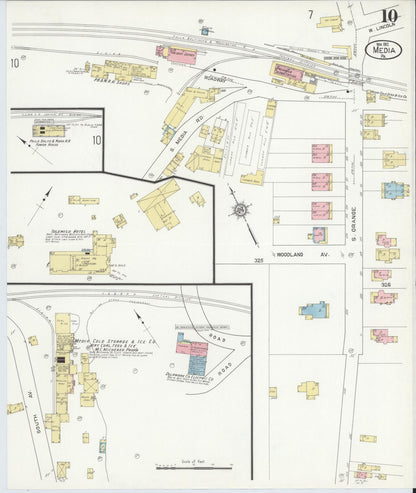 Sanborn Fire Insurance Map from Media, Delaware County, Pennsylvania (1912), Sheet #0010 - Historic Sanborn Fire Insurance Map Print, vintage old map wall art, antique decor, genealogy gift, Pennsylvania Pennsylvania map