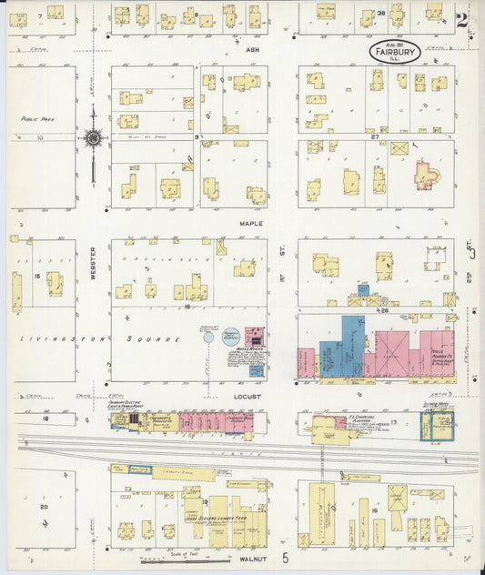 Sanborn Fire Insurance Map from Fairbury, Livingston County, Illinois (1911), Sheet #0002 - Historic Sanborn Fire Insurance Map Print, vintage old map wall art, antique decor, genealogy gift, Illinois Illinois map