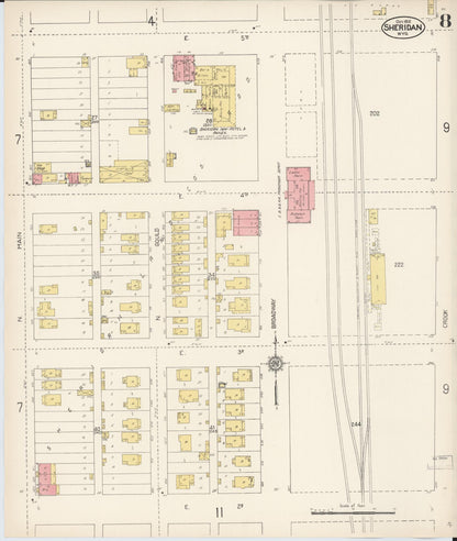 Sanborn Fire Insurance Map from Sheridan, Sheridan County, Wyoming (1912), Sheet #0008 - Complete Map Set gallery image, historic Sanborn map, vintage wall art, Wyoming Wyoming