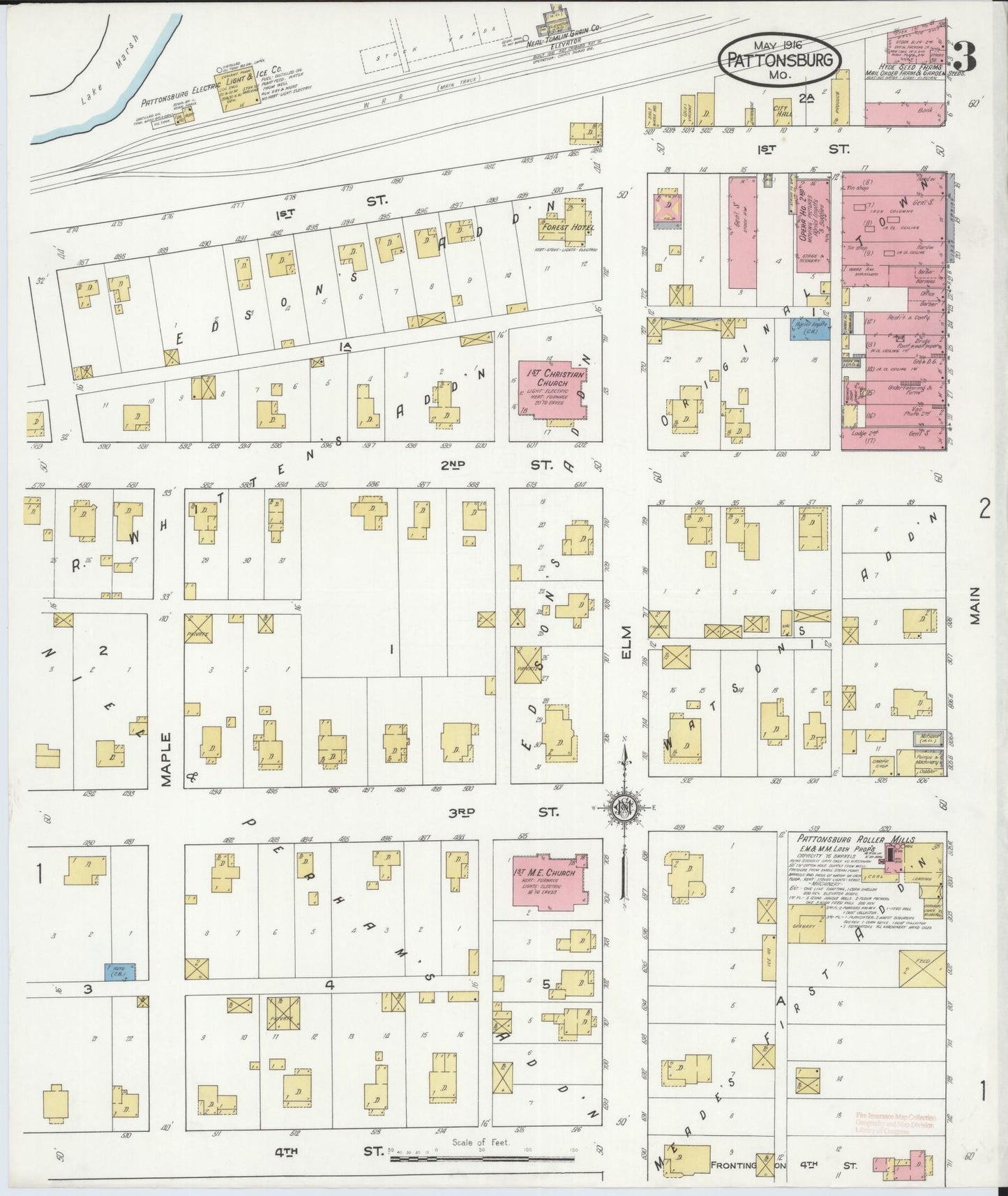 Sanborn Fire Insurance Map from Pattonsburg, Daviess County, Missouri (1916), Sheet #0003 - Historic Sanborn Fire Insurance Map Print, vintage old map wall art, antique decor, genealogy gift, Missouri Missouri map