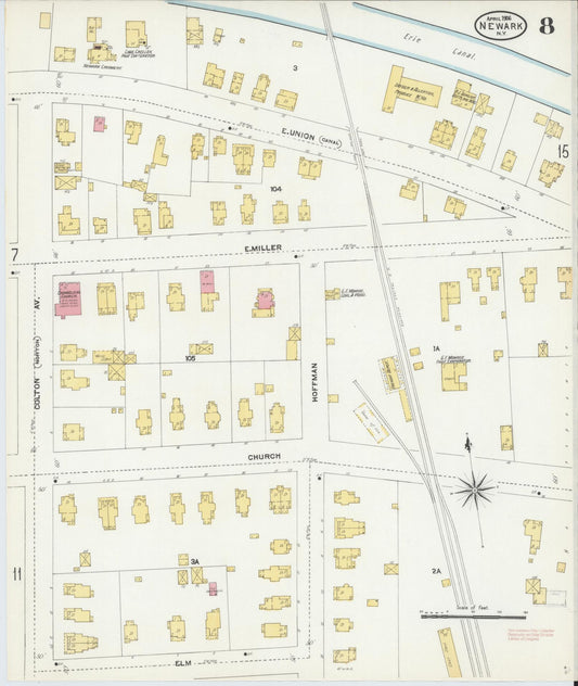 Sanborn Fire Insurance Map from Newark, Wayne County, New York (1906), Sheet #0008 - Historic Sanborn Fire Insurance Map Print, vintage old map wall art, antique decor, genealogy gift, New York New York map