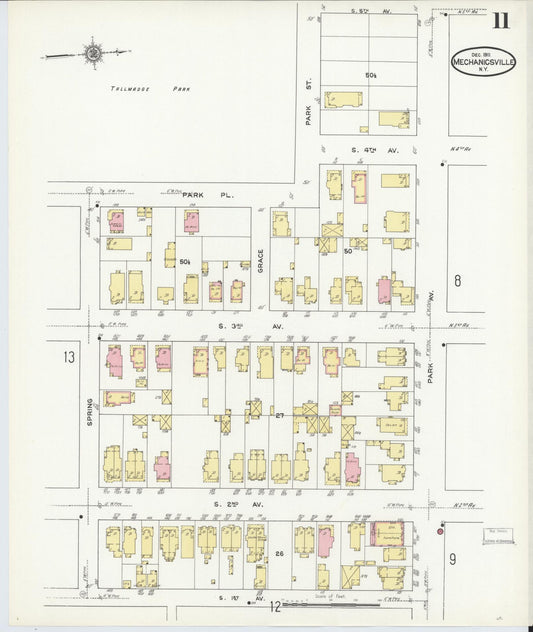 Sanborn Fire Insurance Map from Mechanicville, Saratoga County, New York (1911), Sheet #0011 - Historic Sanborn Fire Insurance Map Print, vintage old map wall art, antique decor, genealogy gift, New York New York map