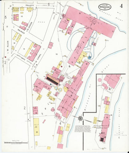 Sanborn Fire Insurance Map from Winooski, Chittenden County, Vermont (1919), Sheet #0004 - Complete Map Set gallery image, historic Sanborn map, vintage wall art, Vermont Vermont