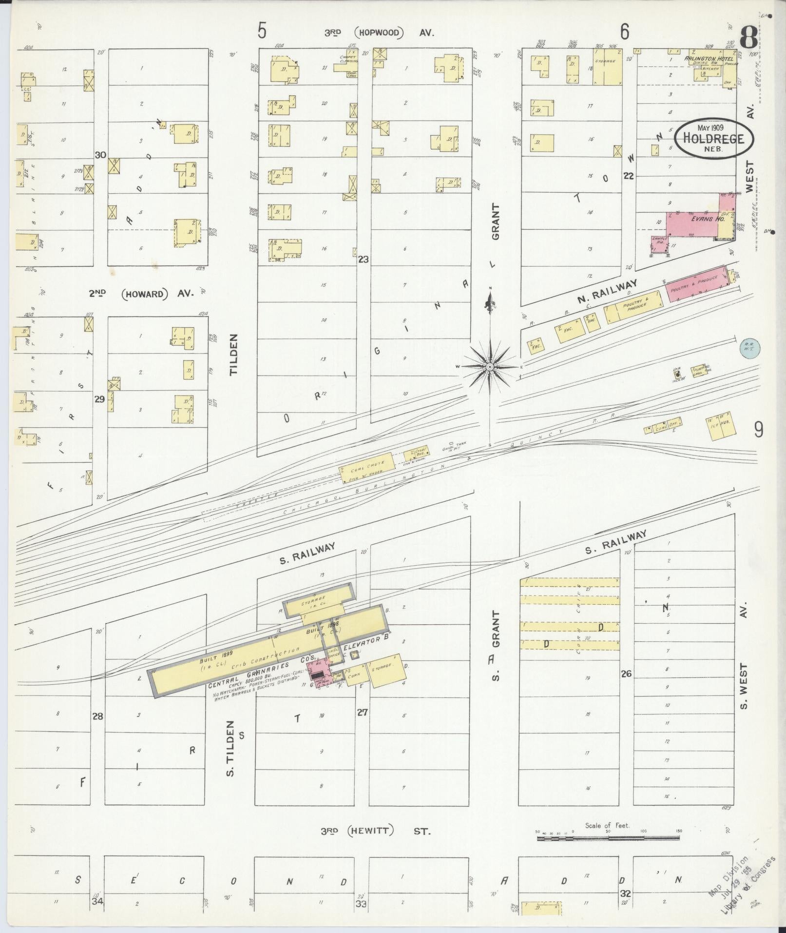 Sanborn Fire Insurance Map from Holdrege, Phelps County, Nebraska (1909), Sheet #0008 - Complete Map Set gallery image, historic Sanborn map, vintage wall art, Nebraska Nebraska