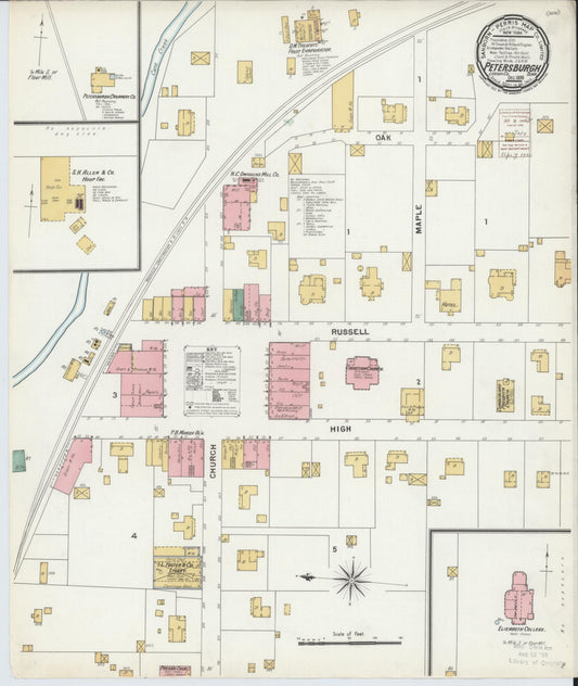 Sanborn Fire Insurance Map from Petersburgh, Lincoln County, Tennessee (1899), Sheet #0001 - Historic Sanborn Fire Insurance Map Print, vintage old map wall art, antique decor, genealogy gift, Tennessee Tennessee map