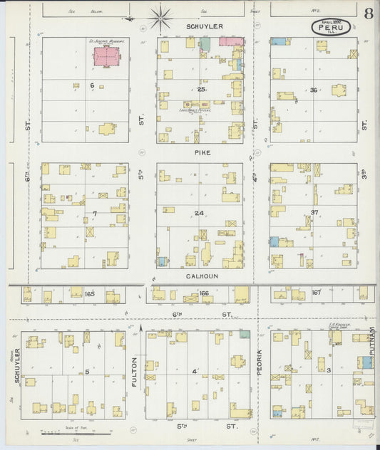 Sanborn Fire Insurance Map from Peru, La Salle County, Illinois (1892), Sheet #0008 - Historic Sanborn Fire Insurance Map Print, vintage old map wall art, antique decor, genealogy gift, Illinois Illinois map