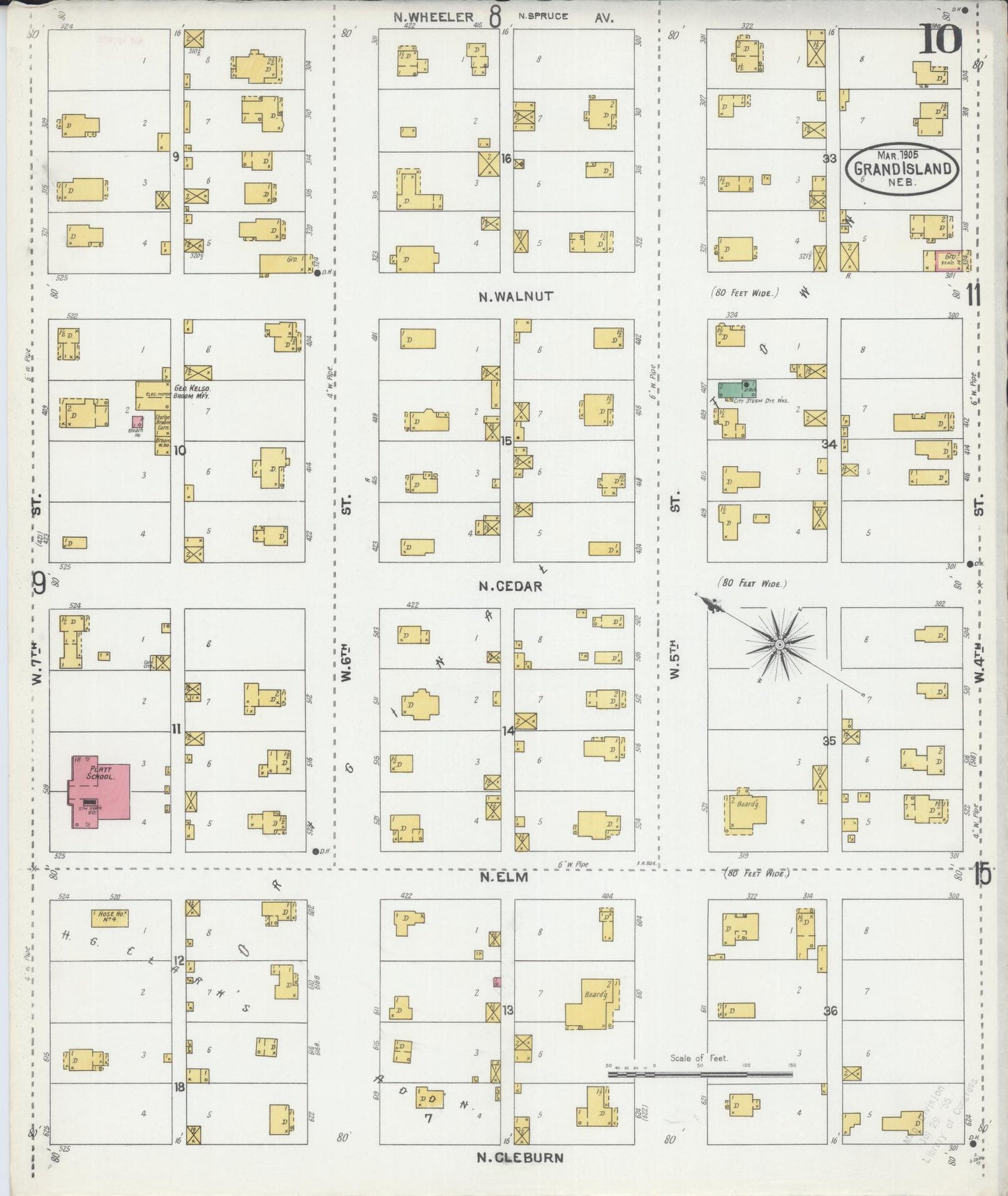Sanborn Fire Insurance Map from Grand Island, Hall County, Nebraska (1905), Sheet #0010 - Complete Map Set gallery image, historic Sanborn map, vintage wall art, Nebraska Nebraska