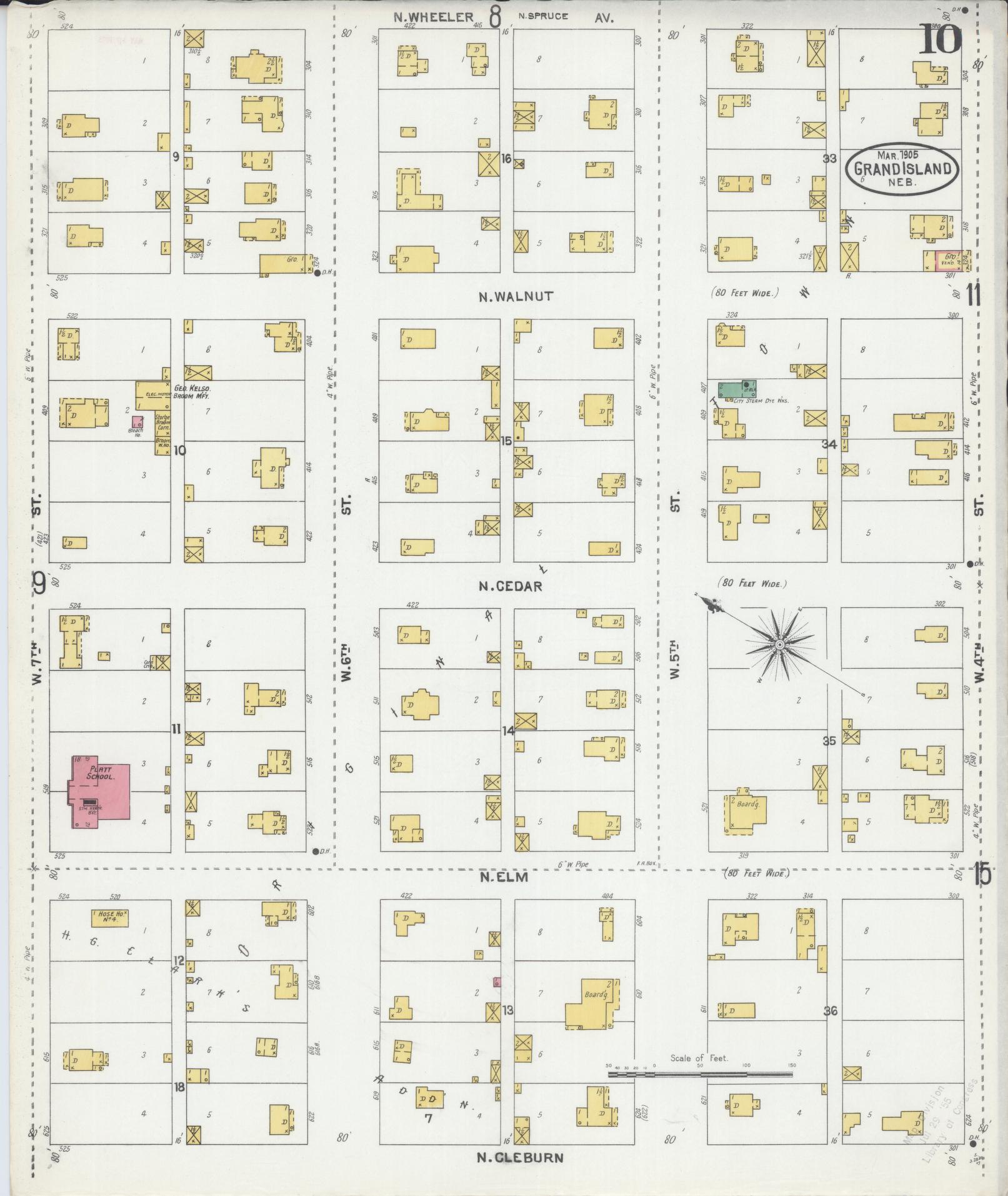 Sanborn Fire Insurance Map from Grand Island, Hall County, Nebraska (1905), Sheet #0010 - Complete Map Set gallery image, historic Sanborn map, vintage wall art, Nebraska Nebraska