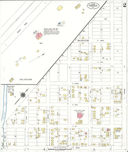 Sanborn Fire Insurance Map from Pocatello, Bannock County, Idaho (1921), Sheet #0002 - Complete Map Set gallery image, historic Sanborn map, vintage wall art, Idaho Idaho