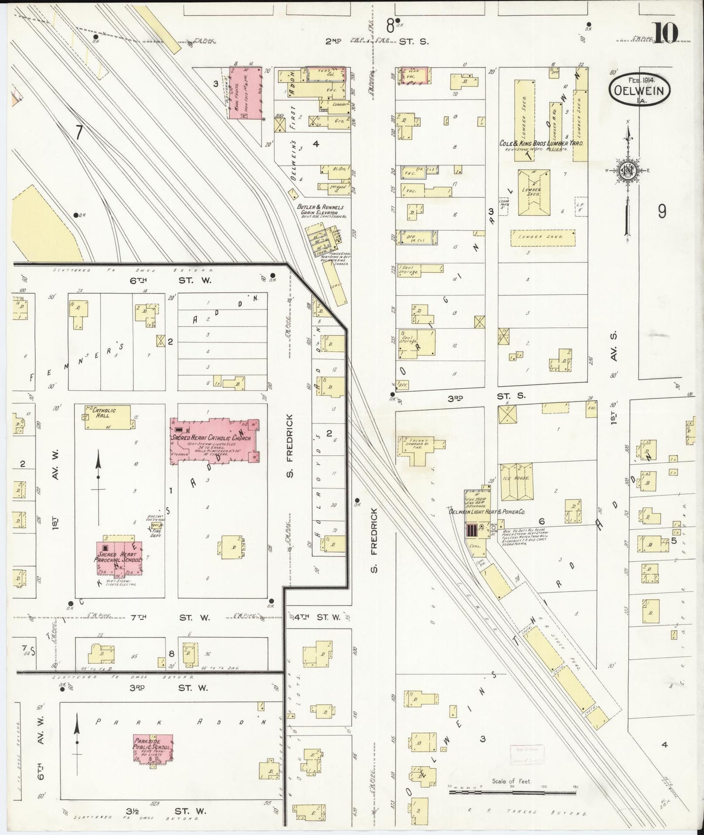 Sanborn Fire Insurance Map from Oelwein, Fayette County, Iowa (1914), Sheet #0010 - Historic Sanborn Fire Insurance Map Print