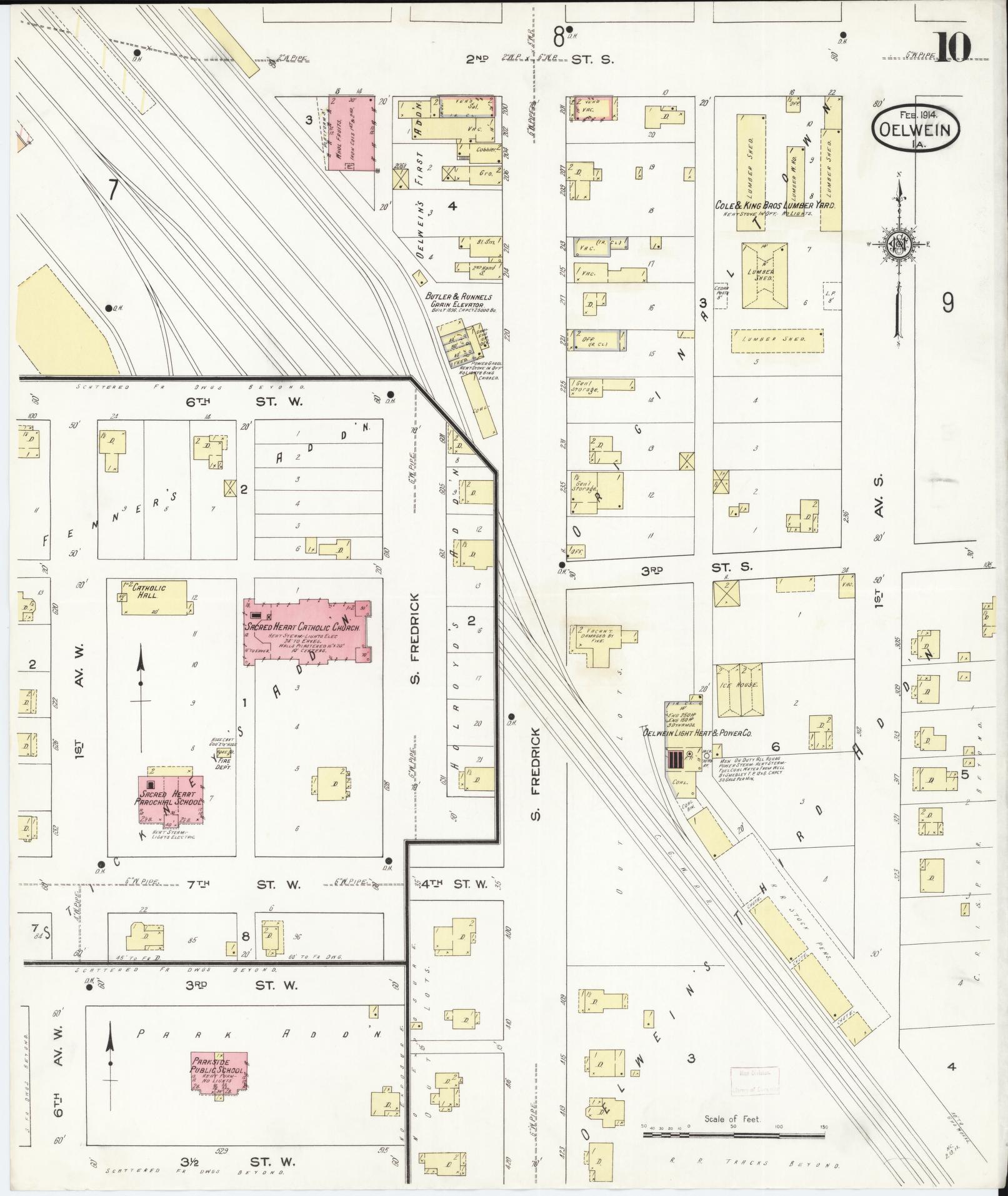 Sanborn Fire Insurance Map from Oelwein, Fayette County, Iowa (1914), Sheet #0010 - Historic Sanborn Fire Insurance Map Print