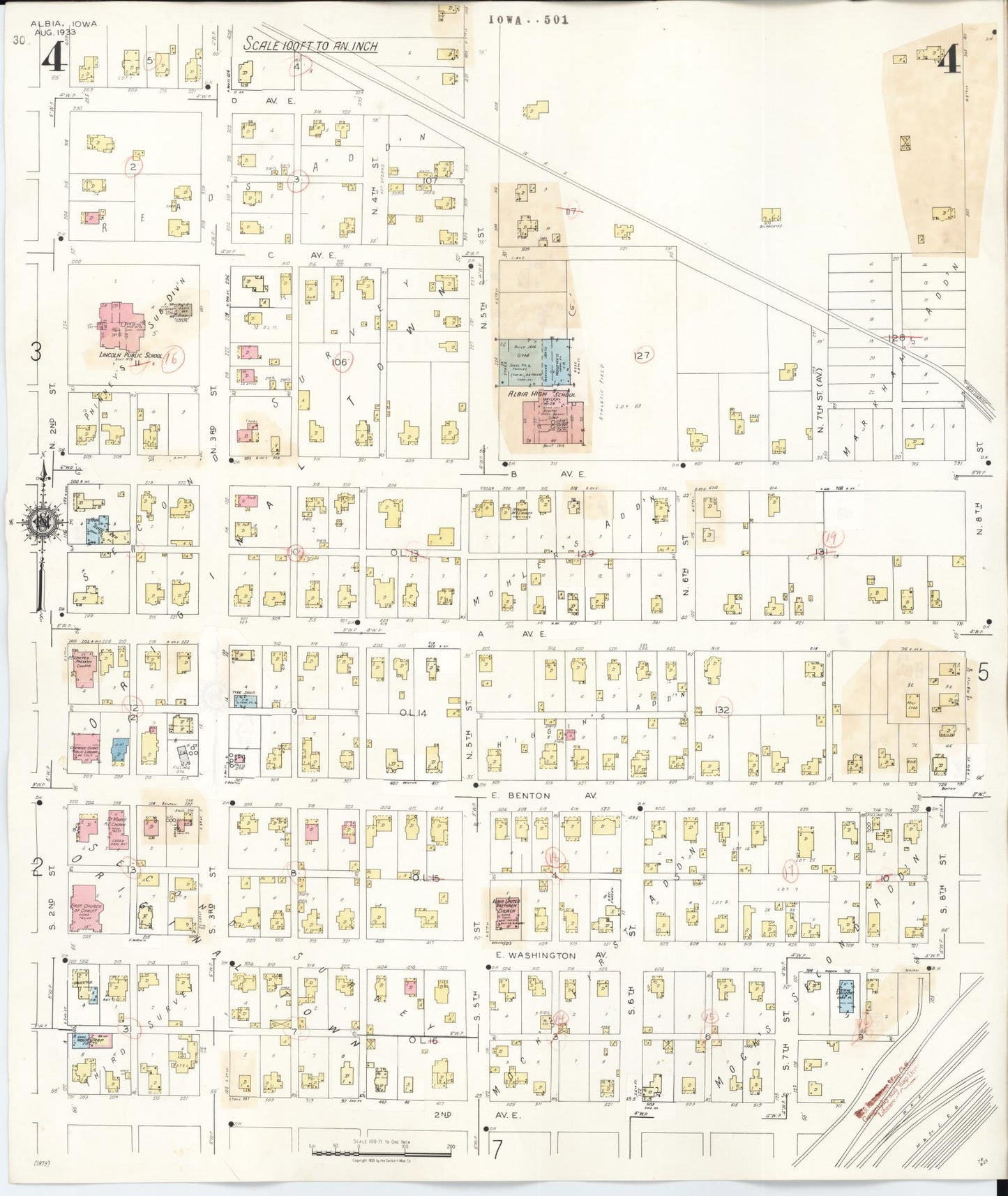 Sanborn Fire Insurance Map from Albia, Monroe County, Iowa (1947), Sheet #0004 - Historic Sanborn Fire Insurance Map Print