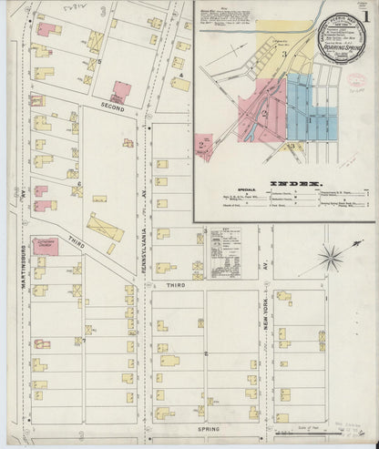 Sanborn Fire Insurance Map from Roaring Spring, Blair County, Pennsylvania (1894), Sheet #0001 - Historic Sanborn Fire Insurance Map Print, vintage old map wall art, antique decor, genealogy gift, Pennsylvania Pennsylvania map