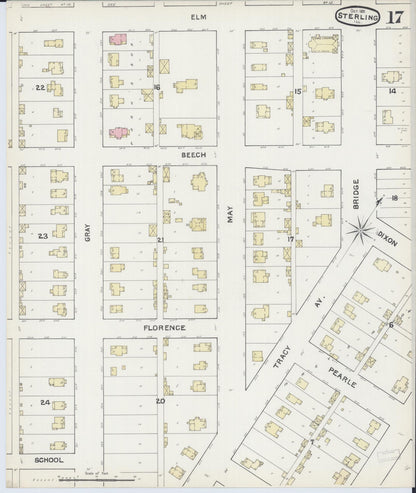 Sanborn Fire Insurance Map from Sterling, Whiteside County, Illinois (1891), Sheet #0017 - Complete Map Set gallery image, historic Sanborn map, vintage wall art, Illinois Illinois