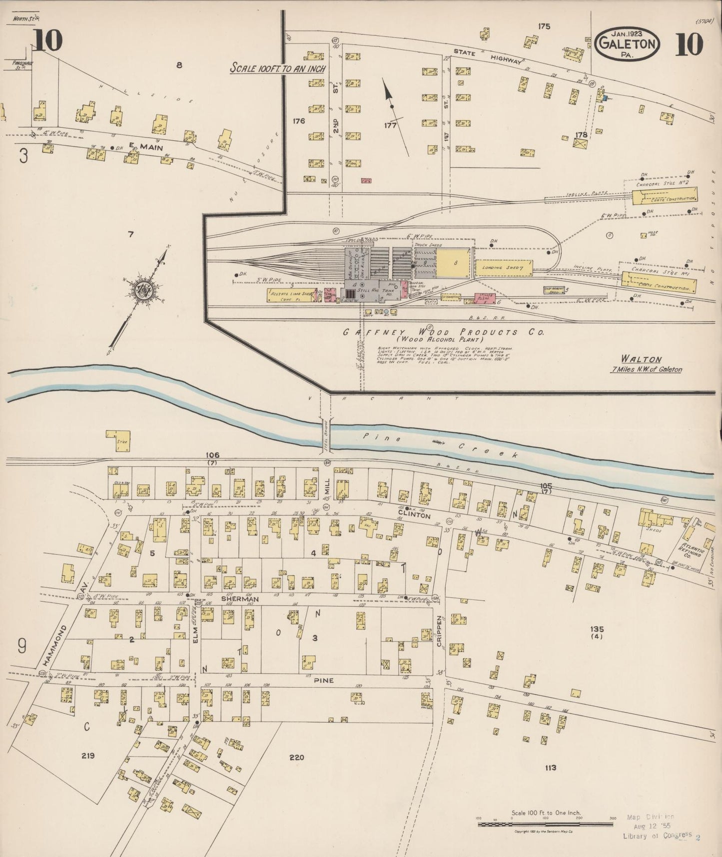 Sanborn Fire Insurance Map from Galeton, Potter County, Pennsylvania (1923), Sheet #0010 - Historic Sanborn Fire Insurance Map Print, vintage old map wall art, antique decor, genealogy gift, Pennsylvania Pennsylvania map