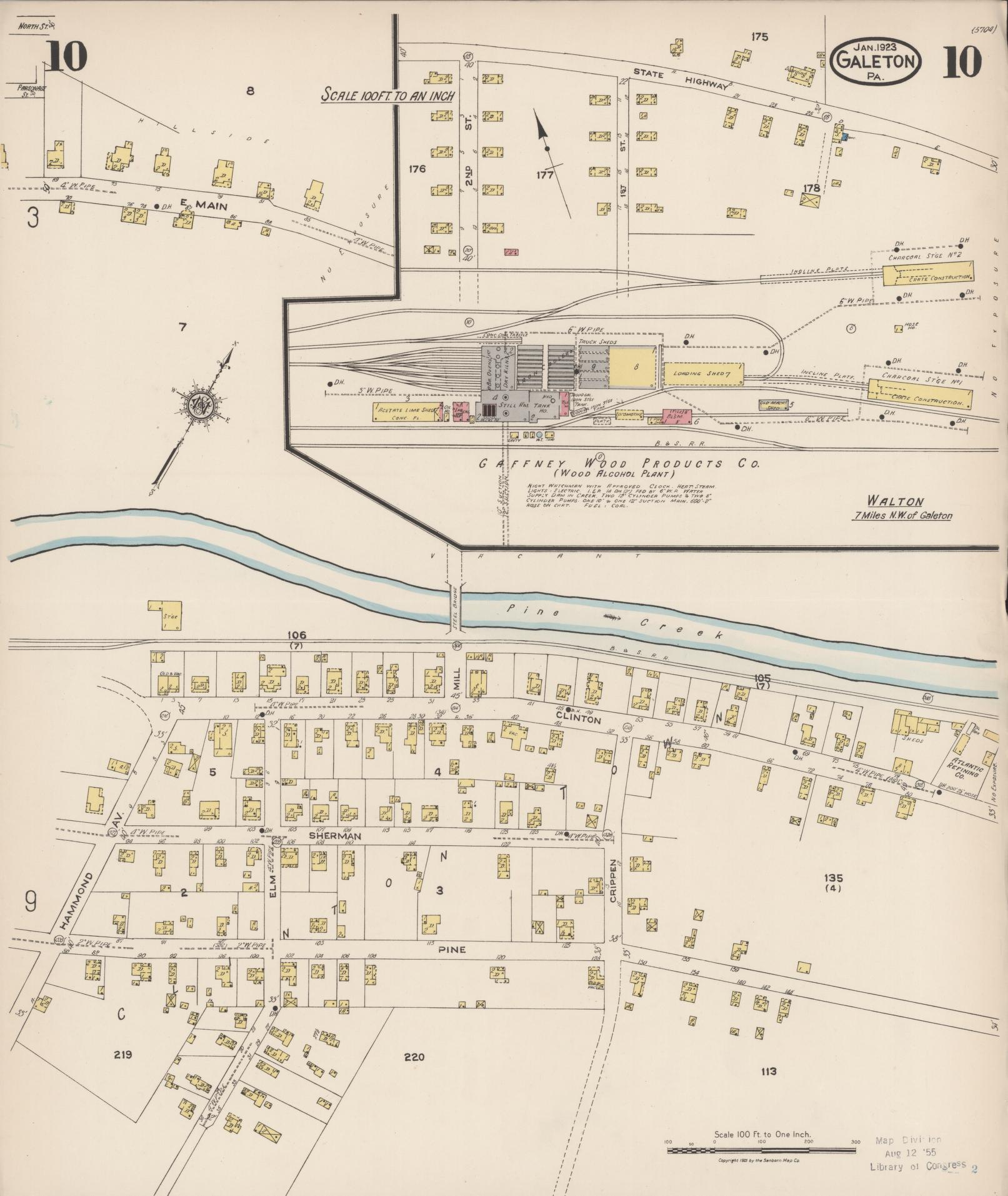Sanborn Fire Insurance Map from Galeton, Potter County, Pennsylvania (1923), Sheet #0010 - Historic Sanborn Fire Insurance Map Print, vintage old map wall art, antique decor, genealogy gift, Pennsylvania Pennsylvania map