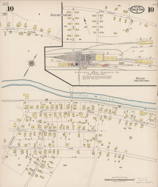 Sanborn Fire Insurance Map from Galeton, Potter County, Pennsylvania (1923), Sheet #0010 - Historic Sanborn Fire Insurance Map Print, vintage old map wall art, antique decor, genealogy gift, Pennsylvania Pennsylvania map