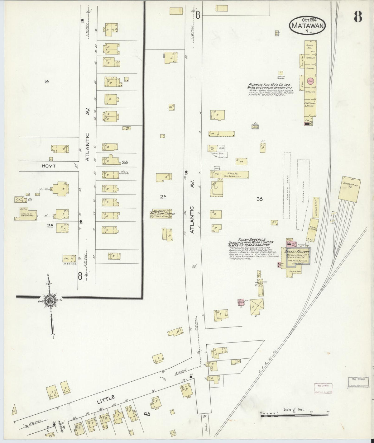 Sanborn Fire Insurance Map from Matawan, Monmouth County, New Jersey (1914), Sheet #0008 - Complete Map Set gallery image, historic Sanborn map, vintage wall art, New Jersey New Jersey
