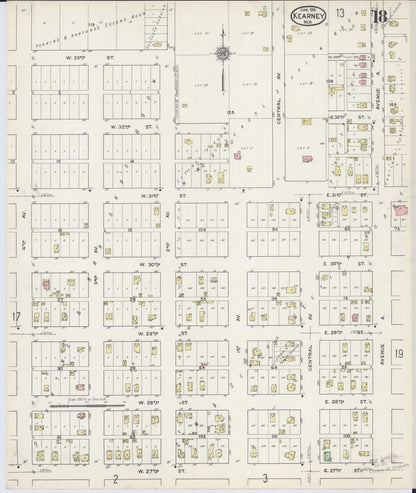 Sanborn Fire Insurance Map from Kearney, Buffalo County, Nebraska (1915), Sheet #0018 - Complete Map Set gallery image, historic Sanborn map, vintage wall art, Nebraska Nebraska