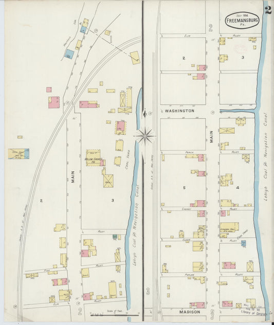 Sanborn Fire Insurance Map from Freemansburg, Northampton County, Pennsylvania (1894), Sheet #0002 - Historic Sanborn Fire Insurance Map Print, vintage old map wall art, antique decor, genealogy gift, Pennsylvania Pennsylvania map