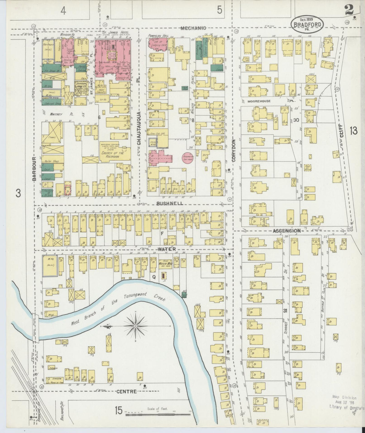 Sanborn Fire Insurance Map from Bradford, McKean County, Pennsylvania (1899), Sheet #0002 - Complete Map Set gallery image, historic Sanborn map, vintage wall art, Pennsylvania Pennsylvania
