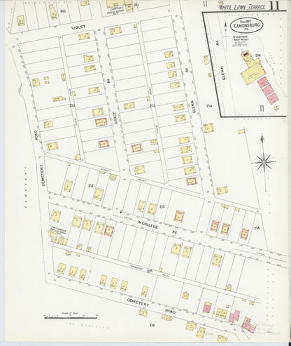 Sanborn Fire Insurance Map from Canonsburg, Washington County, Pennsylvania (1907), Sheet #0011 - Complete Map Set gallery image, historic Sanborn map, vintage wall art, Pennsylvania Pennsylvania